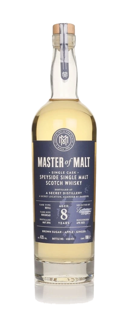 A Secret Speyside Distillery 8 anos 2016 Single Cask (Master of Malt) (46.3%)